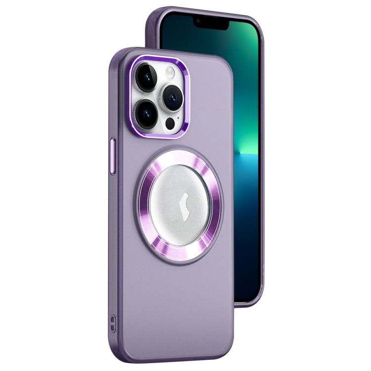 

For iPhone 13 Pro Max MagSafe Skin-feel CD Texture PC Phone Case(Purple)