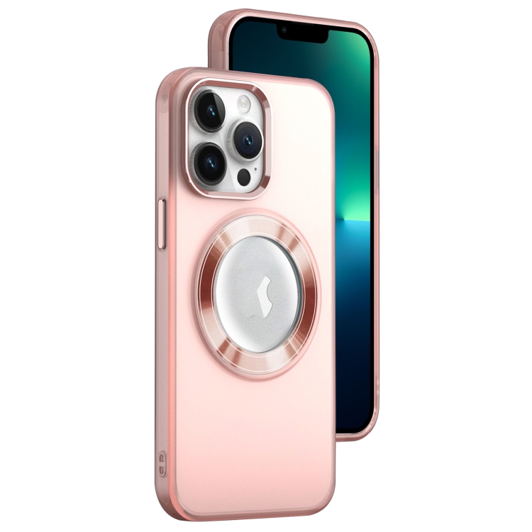 

For iPhone 13 Pro Max MagSafe Skin-feel CD Texture PC Phone Case(Pink)