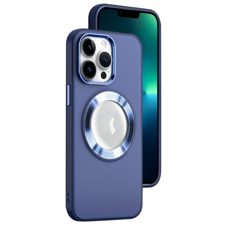 

For iPhone 13 Pro Max MagSafe Skin-feel CD Texture PC Phone Case(Dark Blue)