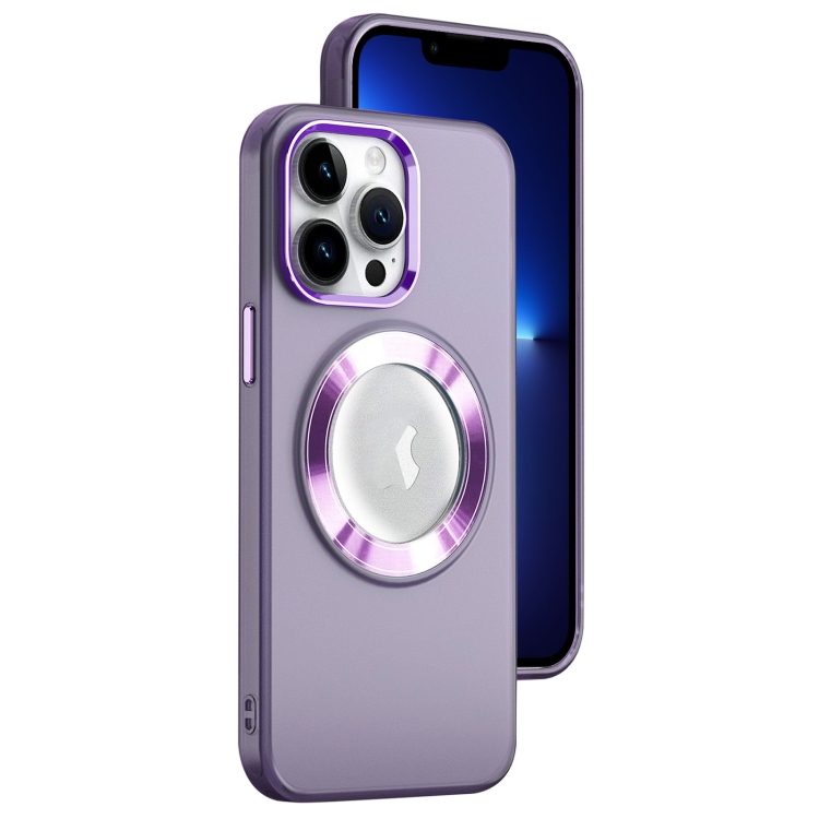 

For iPhone 13 Pro MagSafe Skin-feel CD Texture PC Phone Case(Purple)