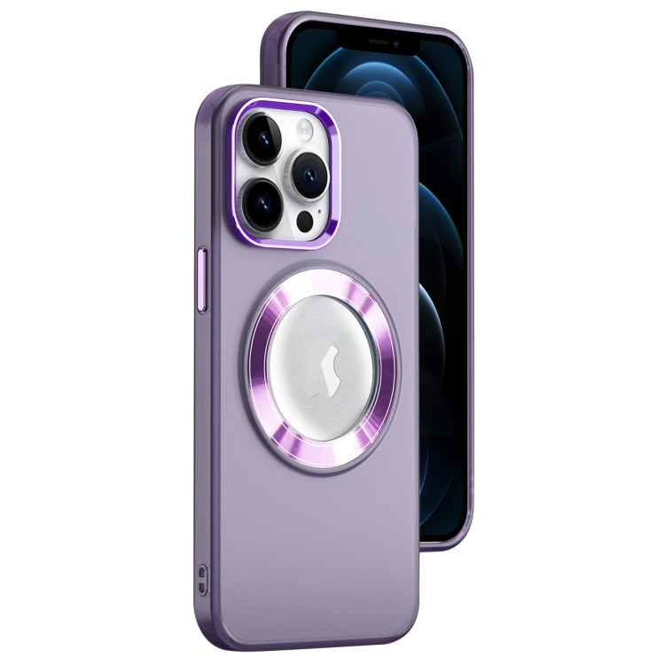 

For iPhone 12 Pro Max MagSafe Skin-feel CD Texture PC Phone Case(Purple)