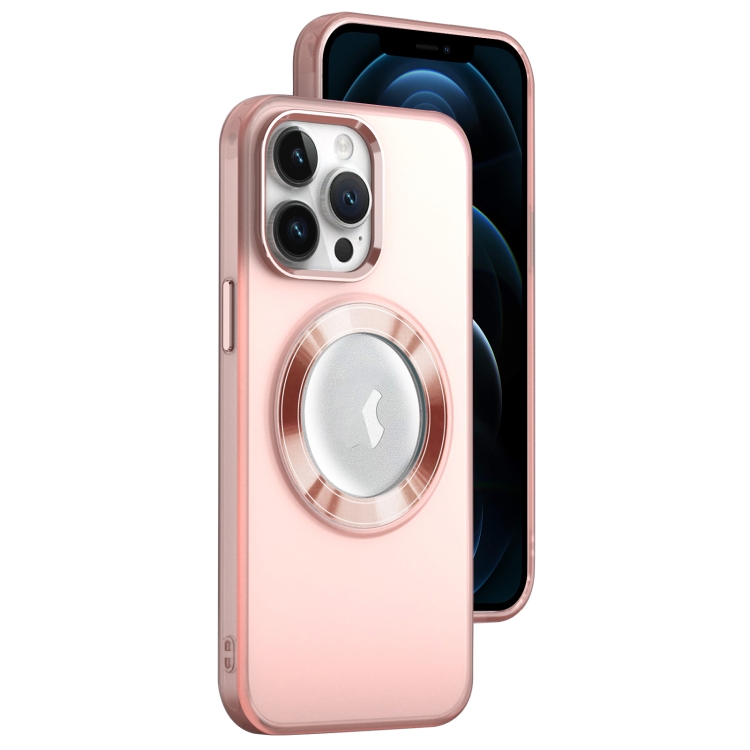 

For iPhone 12 Pro Max MagSafe Skin-feel CD Texture PC Phone Case(Pink)