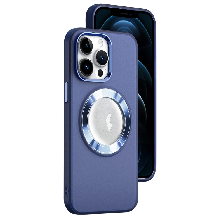 

For iPhone 12 Pro Max MagSafe Skin-feel CD Texture PC Phone Case(Dark Blue)