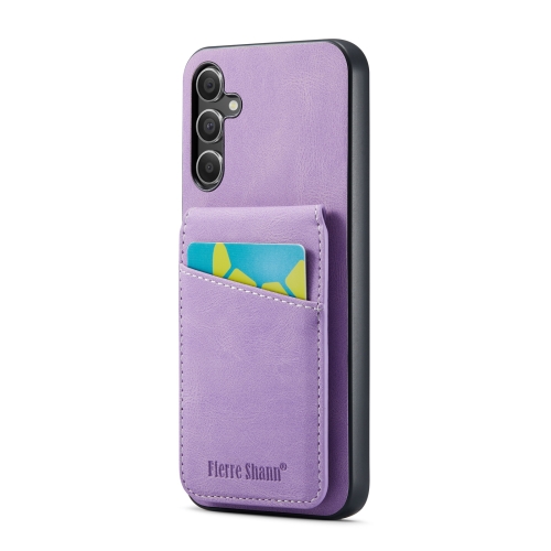 

For Samsung Galaxy A13 5G Fierre Shann Crazy Horse Card Holder Back Cover PU Phone Case(Purple)