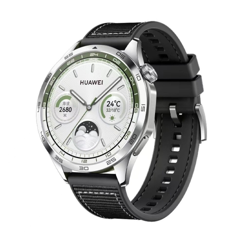 

For Huawei Watch GT4 46mm Nylon Hybrid Braid Silicone Watch Band, Size: 22mm(Black)