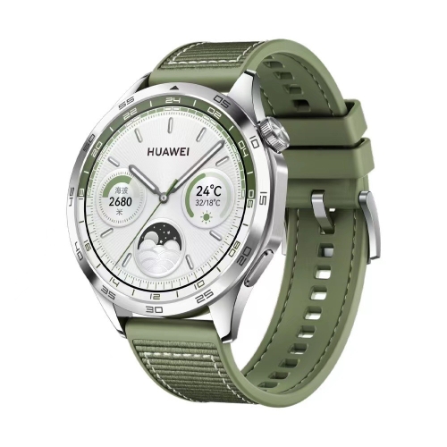 

For Huawei Watch GT4 46mm Nylon Hybrid Braid Silicone Watch Band, Size: 22mm(Green)