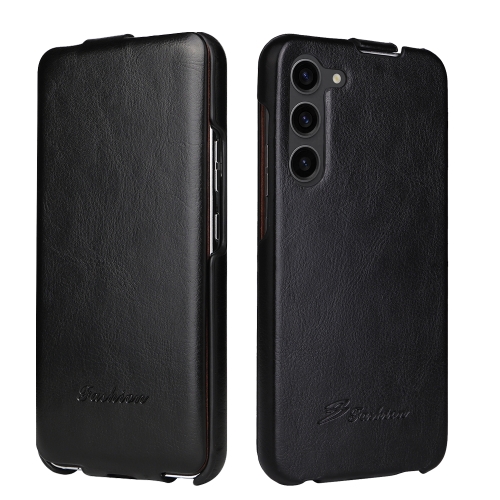 

For Samsung Galaxy S24+ 5G Fierre Shann 64 Texture Vertical Flip PU Leather Phone Case(Black)