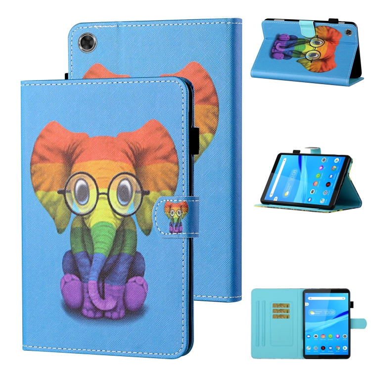

For Samsung Galaxy Tab A9+ Coloured Drawing Stitching Smart Leather Tablet Case(Colorful Elephant)