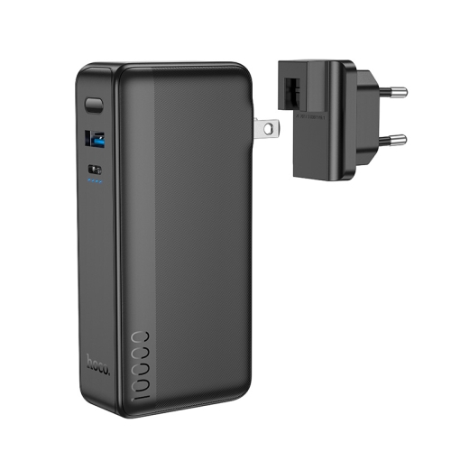 Hoco Q16 随行22.5W全兼容充电器移动电源 10000mAh，US/EU插头便携充电器（黑色）