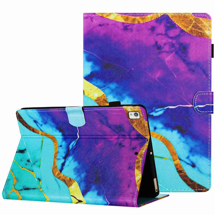 

For iPad 10.2 2020 / 2019 Marble Pattern Stitching Smart Leather Tablet Case(Purple Blue)