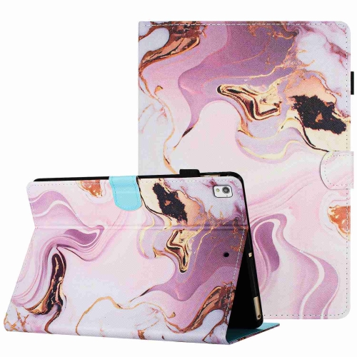 

For iPad 10.2 2020 / 2019 Marble Pattern Stitching Smart Leather Tablet Case(Gold Pink)