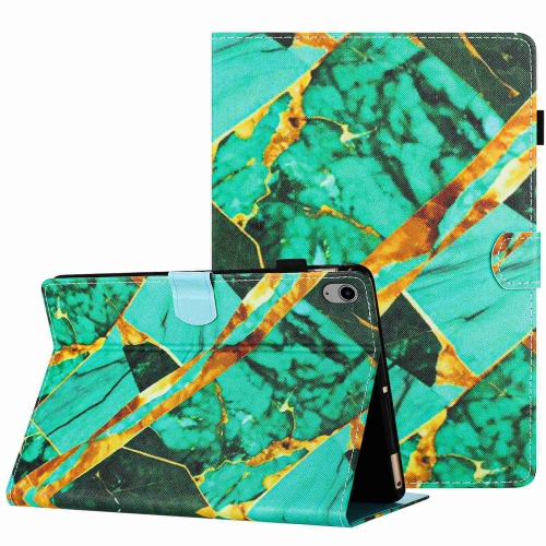 

For iPad 10th Gen 10.9 2022 Marble Pattern Stitching Smart Leather Tablet Case(Gold Green)