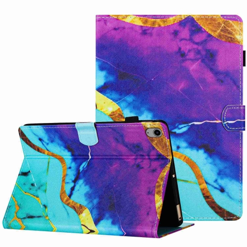 

For iPad 10th Gen 10.9 2022 Marble Pattern Stitching Smart Leather Tablet Case(Purple Blue)