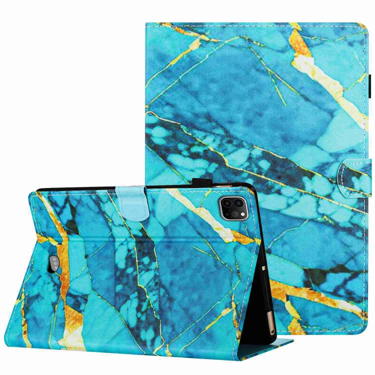 

For iPad 11 Pro 2020 / Air 4 10.9 Marble Pattern Stitching Smart Leather Tablet Case(Gold Blue)