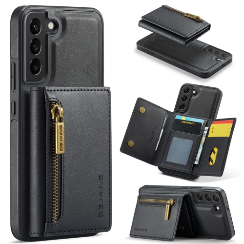 

For Samsung Galaxy S22+ DG.MING M5 Series Zip RFID Multi Card Detachable Leather Phone Case(Black)