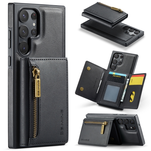 

For Samsung Galaxy S22 Ultra DG.MING M5 Series Zip RFID Multi Card Detachable Leather Phone Case(Black)