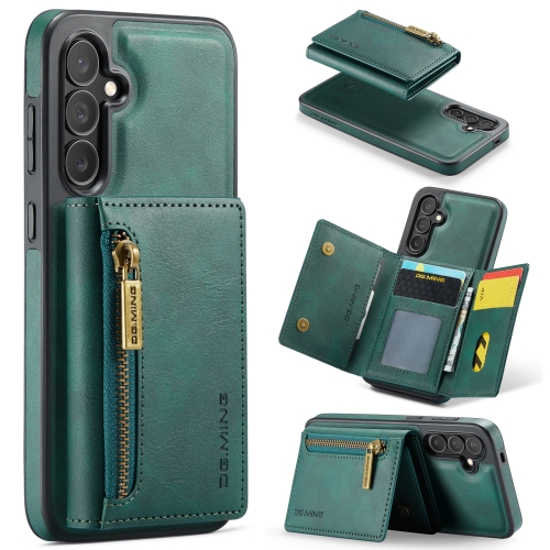 

For Samsung Galaxy S24+ 5G DG.MING M5 Series Zip RFID Multi Card Detachable Leather Phone Case(Green)