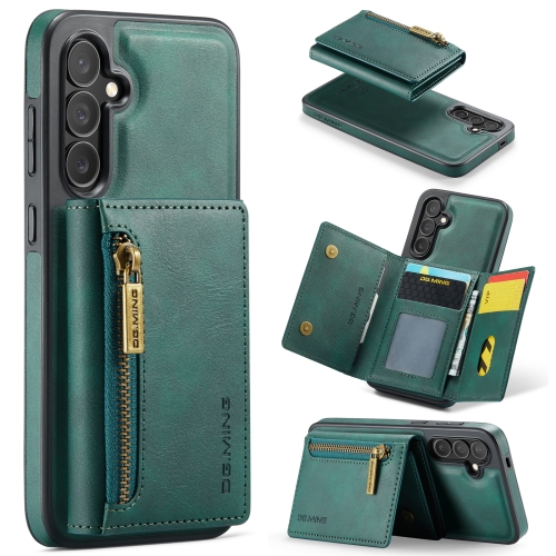 

For Samsung Galaxy S24 5G DG.MING M5 Series Zip RFID Multi Card Detachable Leather Phone Case(Green)