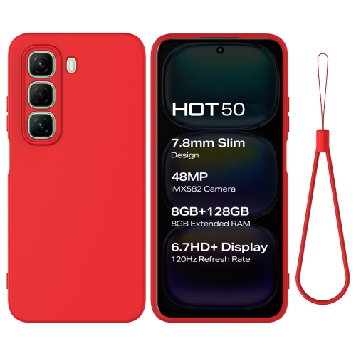 For Infinix Hot 50 4G Solid Color Liquid Silicone Dropproof Full Coverage Phone Case(Red)