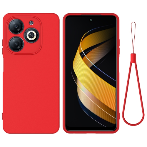 

For itel P55 Solid Color Liquid Silicone Full Coverage Phone Case(Red)