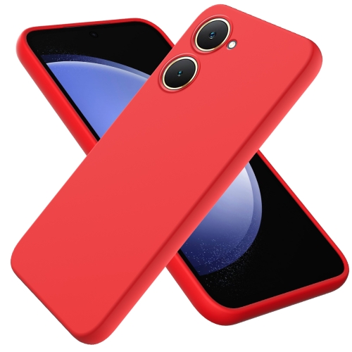 

For vivo Y03 Solid Color Liquid Silicone Dropproof Full Coverage Protective Case(Red)