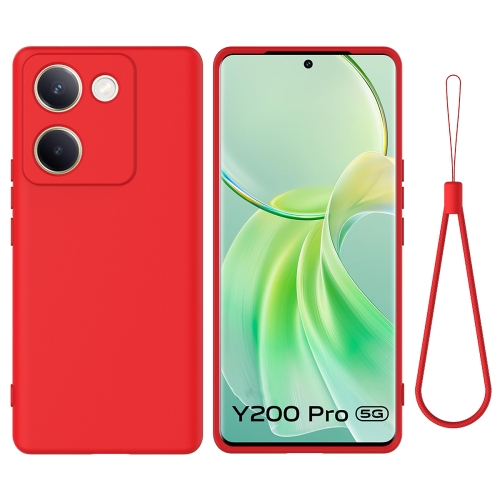 

For vivo Y200 Pro Solid Color Liquid Silicone Dropproof Full Coverage Phone Case(Red)