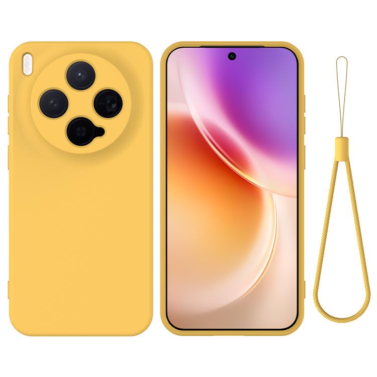 

For vivo X300 5G Solid Color Liquid Silicone Dropproof Full Coverage Phone Case(Yellow)