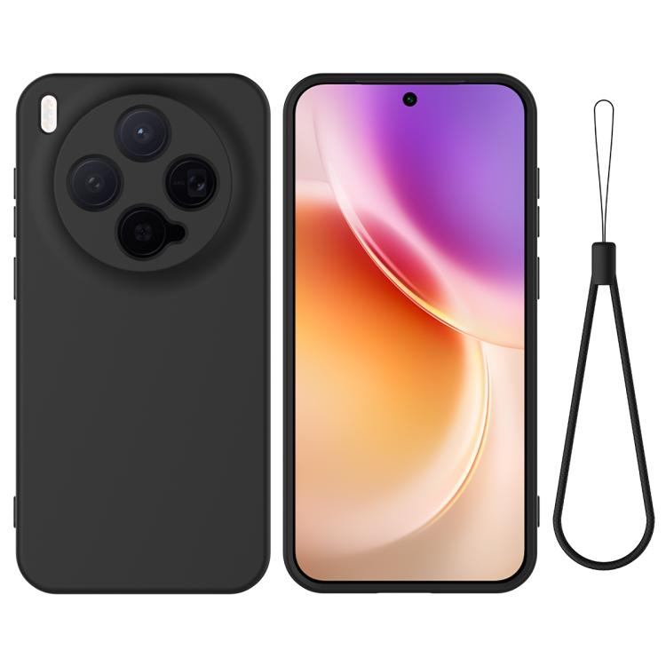 

For vivo X300 5G Solid Color Liquid Silicone Dropproof Full Coverage Phone Case(Black)