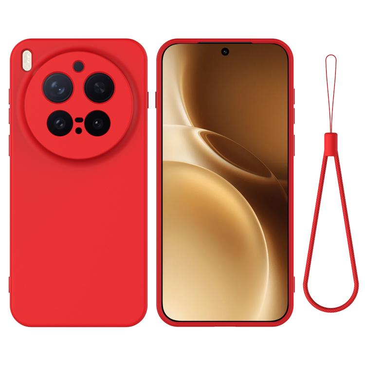 

For vivo X300 Pro 5G Solid Color Liquid Silicone Dropproof Full Coverage Phone Case(Red)