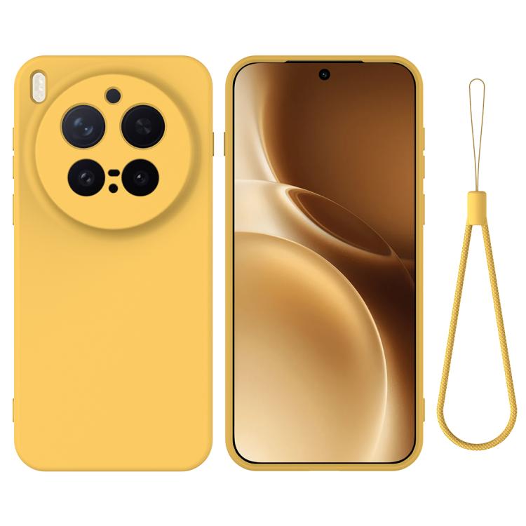 

For vivo X300 Pro 5G Solid Color Liquid Silicone Dropproof Full Coverage Phone Case(Yellow)