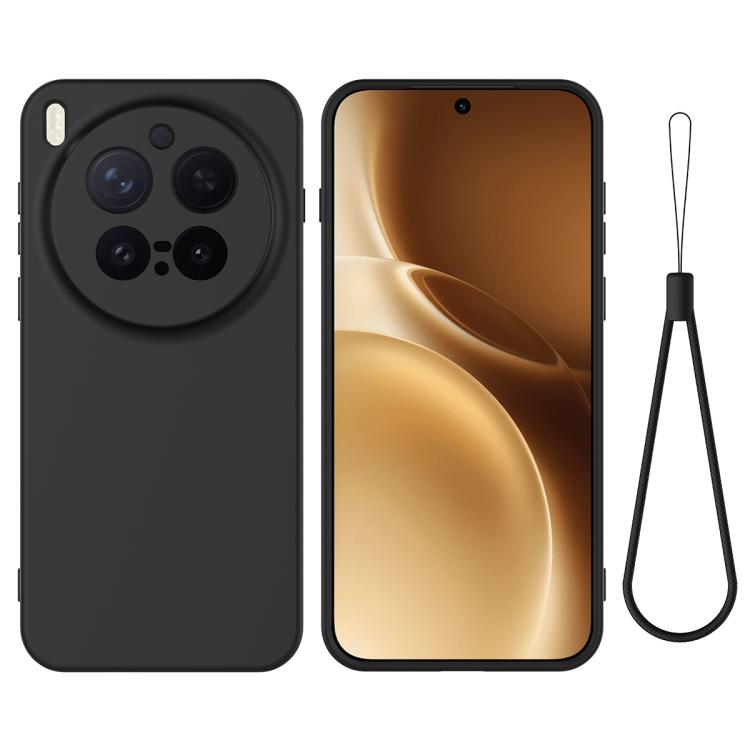 

For vivo X300 Pro 5G Solid Color Liquid Silicone Dropproof Full Coverage Phone Case(Black)