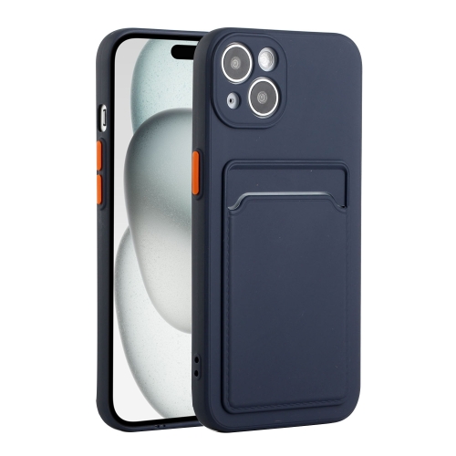 

For iPhone 15 Card Slot Design Shockproof TPU Phone Case(Dark Blue)