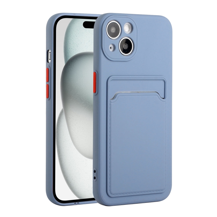 

For iPhone 15 Card Slot Design Shockproof TPU Phone Case(Grey)