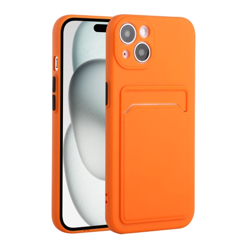

For iPhone 15 Card Slot Design Shockproof TPU Phone Case(Orange)