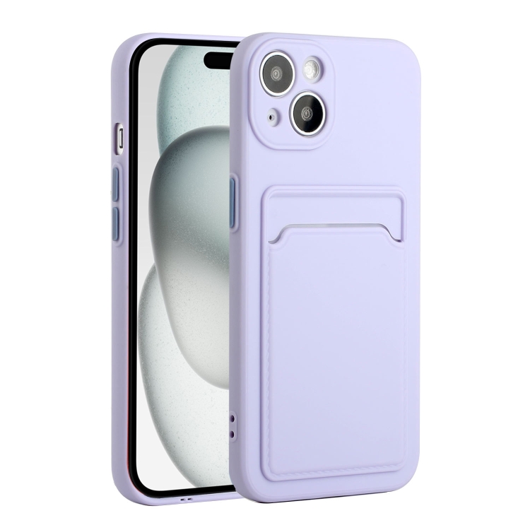 

For iPhone 15 Plus Card Slot Design Shockproof TPU Phone Case(Purple)
