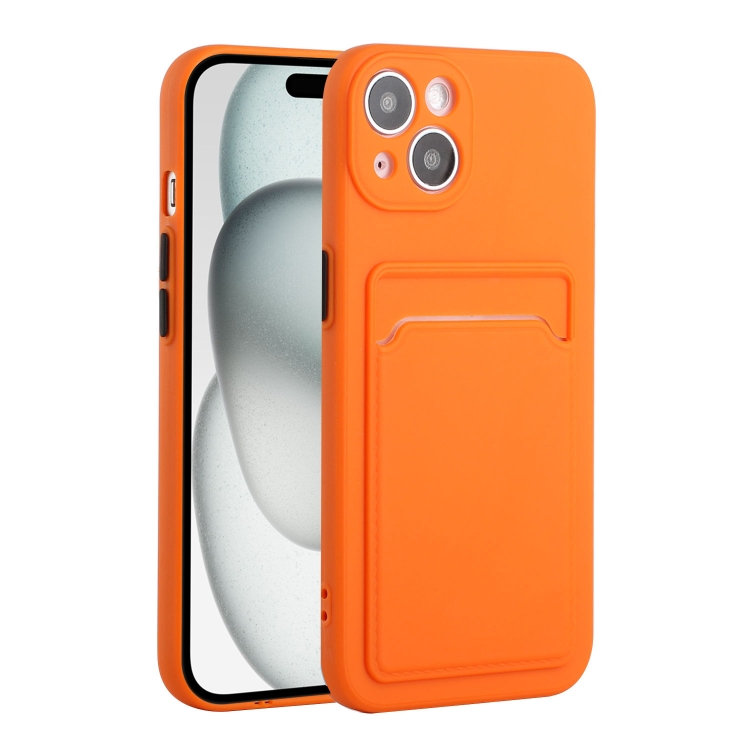 

For iPhone 15 Plus Card Slot Design Shockproof TPU Phone Case(Orange)