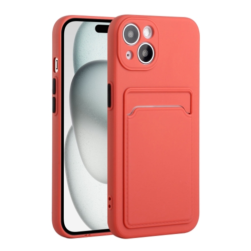 

For iPhone 15 Plus Card Slot Design Shockproof TPU Phone Case(Plum Red)