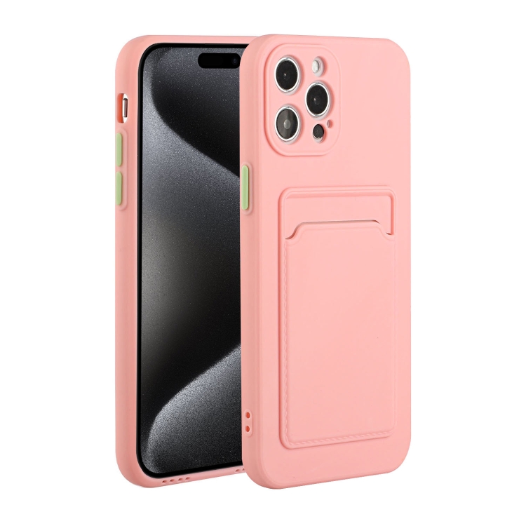 

For iPhone 15 Pro Card Slot Design Shockproof TPU Phone Case(Pink)
