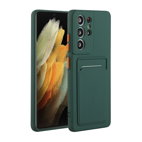

For Samsung Galaxy S23 Ultra 5G Card Slot Design Shockproof TPU Phone Case(Dark Green)