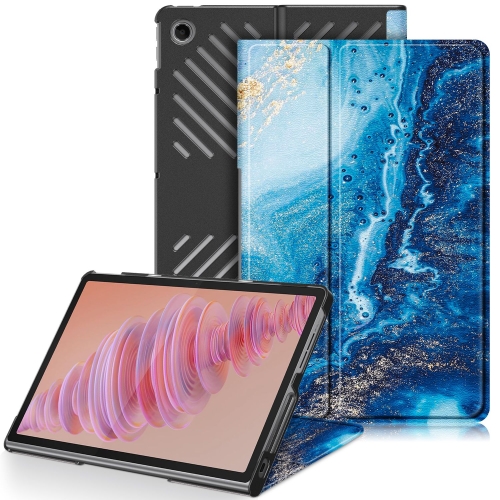 

For Lenovo Tab Plus 11.5 TB351FU Custer Coloured Drawing 3-folding Leather Tablet Case(Waves)