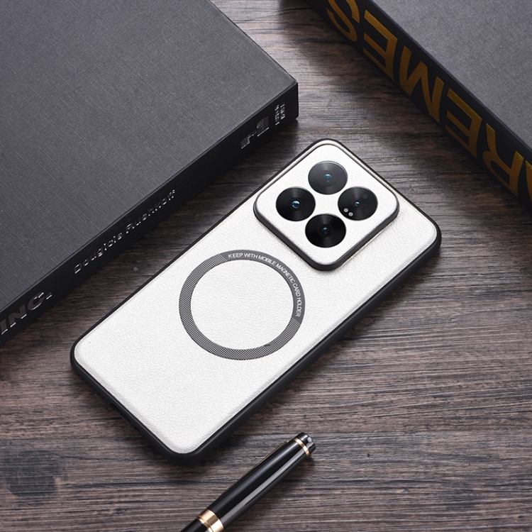 

For Xiaomi 14 Pro PU MagSafe Magnetic Phone Case(White)