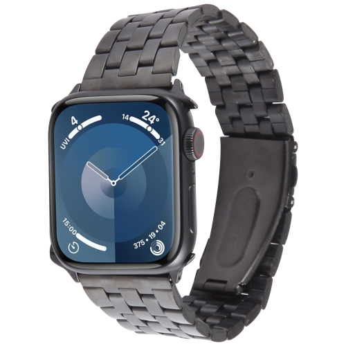 适用于Apple Watch Series 8 41mm 22mm 超薄五珠不锈钢表带（黑色）