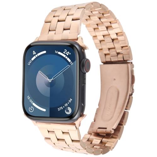 

For Apple Watch Series 5 44mm 22mm Ultra-thin Five Beads Stainless Steel Watch Band(Rose Gold)