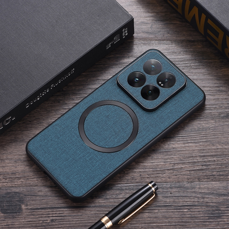 

For Xiaomi 14 Pro CD Magnetic Cloth Texture PU Phone Case(Green)