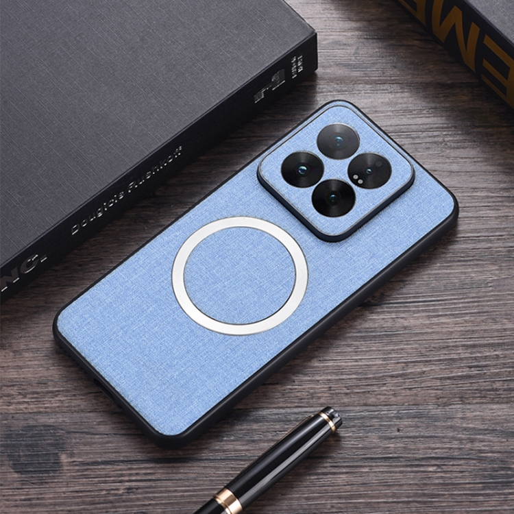 

For Xiaomi 14 Pro CD Magnetic Cloth Texture PU Phone Case(Blue)