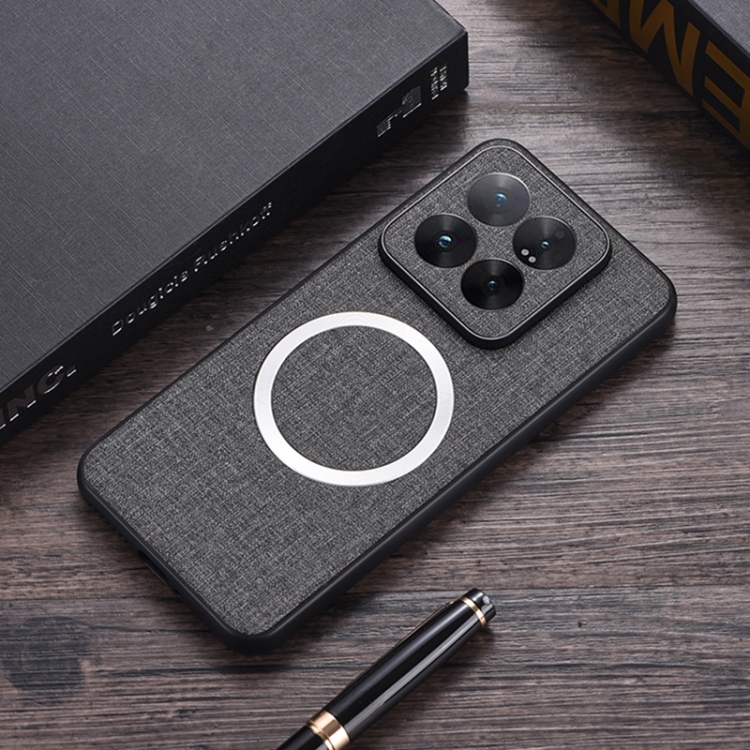 

For Xiaomi 14T CD Magsafe Magnetic Cloth Texture Phone Case(Grey)