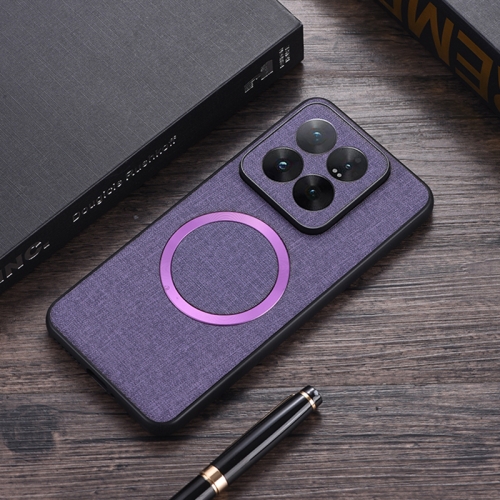 

For Xiaomi 14T Pro CD Magnetic Cloth Texture PU Phone Case(Purple)