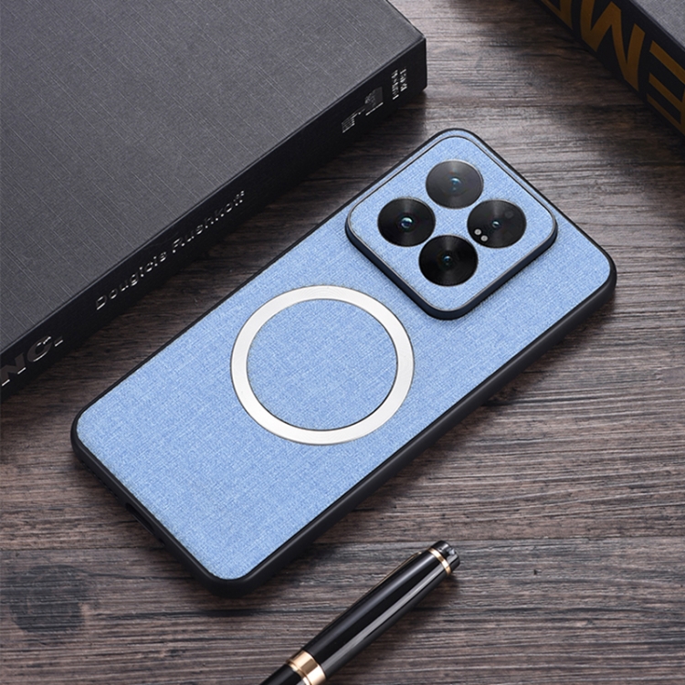 

For Xiaomi 14T Pro CD Magsafe Magnetic Cloth Texture Phone Case(Blue)