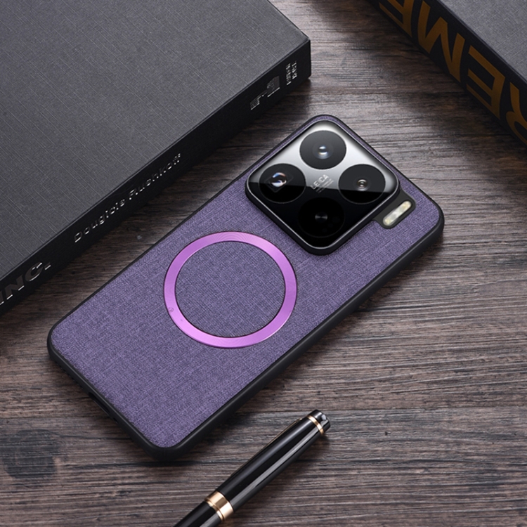 

For Xiaomi 15 CD Magnetic Cloth Texture PU Phone Case(Purple)