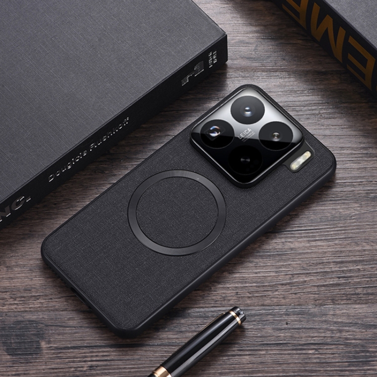

For Xiaomi 15 CD Magnetic Cloth Texture PU Phone Case(Black)
